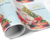 愛らしいサンタクロース松の木のクリスマス ラッピングペーパー (ロールコーナー)