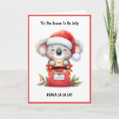 愛らしいサンタコアラ ラララ - オーストラリアのクリスマス シーズンカード (正面)