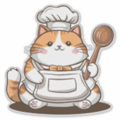 愛らしいシェフ猫 シール (正面)