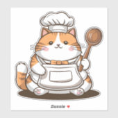 愛らしいシェフ猫 シール (シート)