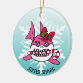 愛らしいシスターパーソナライズされた・シャークとスノーフレーク セラミックオーナメント (左)