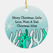 愛らしいシスターパーソナライズされた・シャークとスノーフレーク セラミックオーナメント (裏面)