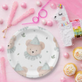 愛らしいシックなテディベア誕生日 素朴 ペーパープレート (パーティー)