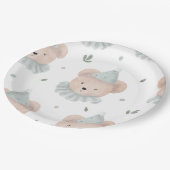 愛らしいシックなテディベア誕生日 素朴 ペーパープレート (アングル)