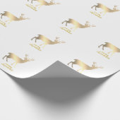 愛らしいシックな金ゴールドトナカイのメリークリスマス ラッピングペーパー (角)