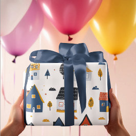 愛らしいシティハウス ラッピングペーパー