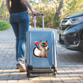 愛らしいシャム猫が赤いハートを抱えたデザイン💕 シール (スーツケースインサイチュ)