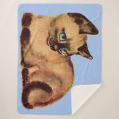 愛らしいシャム猫プリント シェルパブランケット (正面)