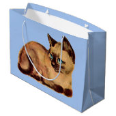 愛らしいシャム猫プリント ラージペーパーバッグ (裏面アングル)