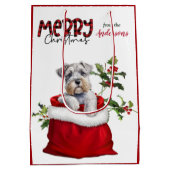 愛らしいシュナウザーテリア犬パピークリスマス ミディアムペーパーバッグ (裏面)