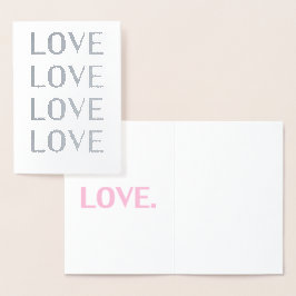 愛らしいシルバー ピンクのモダン タイポグラフィ ミニマリスト 箔カード