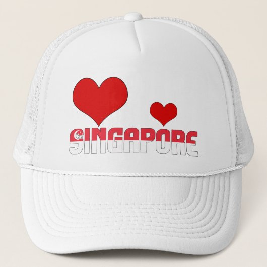 愛らしいシンガポール国旗のハート愛国心 キャップ (正面)