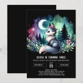 愛らしいシンプルウルフ誕生日 招待状 (正面/裏面)