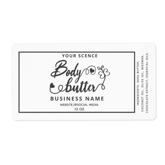 愛らしいシンプルスクリプト蝶体バター ラベル (正面)