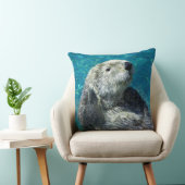 愛らしいシーオッターかわいい青い水 クッション (椅子)