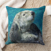 愛らしいシーオッターかわいい青い水 クッション (ブランケット)