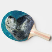 愛らしいシーオッターかわいい青い水 卓球ラケット (横)