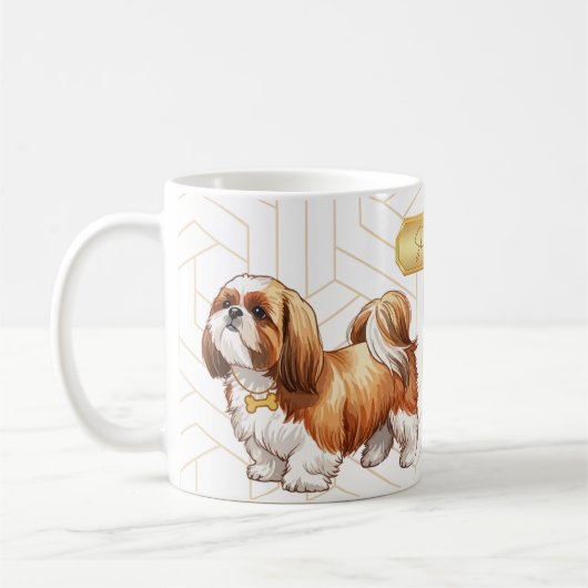 愛らしいシーズー柄の犬愛好家向けマグカップ コーヒーマグカップ (左)