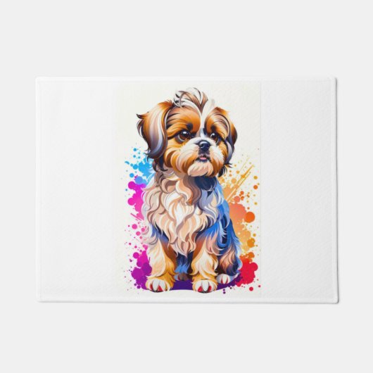 愛らしいシーズー（犬）Tzu ドアマット (正面)