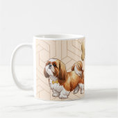 愛らしいシーツー柄の犬好きマグカップ コーヒーマグカップ (左)