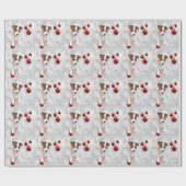 愛らしいジャックラッセルの子犬のクリスマスのギフト用包装紙#2 ラッピングペーパー (フラット)