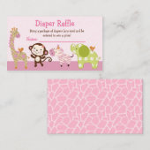 愛らしいジャングルガール動物おむつラッフルチケット エンクロージャーカード (正面/裏面)