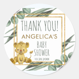 愛らしいジャングルサファリライオン赤ちゃんシャワーありがとう ラウンドシール
