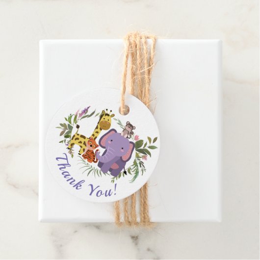 愛らしいジャングルサファリ動物ベビーシャワー フェイバータグ (インサイチュ)