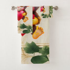 愛らしいジャングルバレンタインサル バスタオルセット