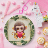 愛らしいジャングルバレンタインサル ペーパープレート (パーティー)