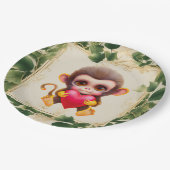 愛らしいジャングルバレンタインサル ペーパープレート (アングル)