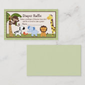 愛らしいジャングル動物おむつラッフルチケット エンクロージャーカード (正面/裏面)