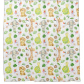 愛らしいジャングル動物の子ども シャワーカーテン (正面)