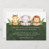 愛らしいジャングル動物ベビーシャワー招待状 招待状 (正面)