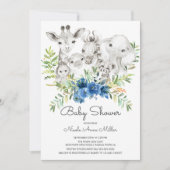 愛らしいジャングル動物ベビーシャワー招待状 招待状 (正面)