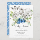 愛らしいジャングル動物ベビーシャワー招待状 招待状 (正面/裏面)