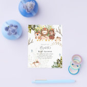 愛らしいジャングル動物男の赤ちゃんシャワー招待状 チラシ (シングル)