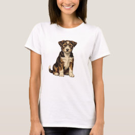愛らしいジャーマンシェパードの女性用Tシャツ | かわいいドイツ Tシャツ