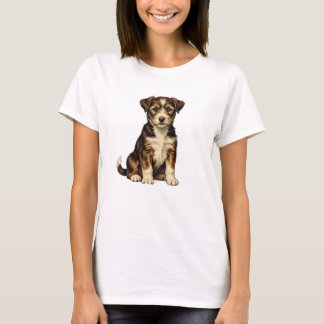 愛らしいジャーマンシェパードの女性用Tシャツ | かわいいドイツ Tシャツ