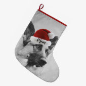 愛らしいジャーマン・シェパードのクリスマスのストッキング ラージクリスマスストッキング (正面 (吊り時))
