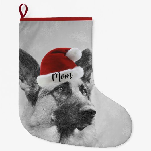 愛らしいジャーマン・シェパードのクリスマスのストッキング ラージクリスマスストッキング (正面)