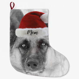 愛らしいジャーマン・シェパードのクリスマスのストッキング ラージクリスマスストッキング
