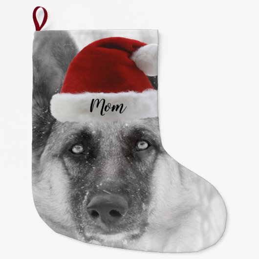 愛らしいジャーマン・シェパードのクリスマスのストッキング ラージクリスマスストッキング (正面)
