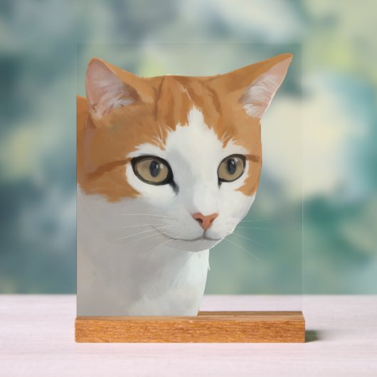 愛らしいジンジャーキャットアート アクリルサイン (ニュートラル)