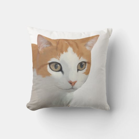 愛らしいジンジャーキャットアート クッション (正面)