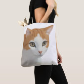 愛らしいジンジャーキャットアート トートバッグ (クローズアップ)
