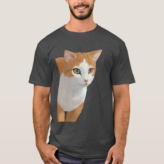 愛らしいジンジャーキャットアート Tシャツ (正面)