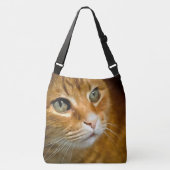 愛らしいジンジャータブビーキャットポーズ付きペットポートレート クロスボディバッグ (正面)