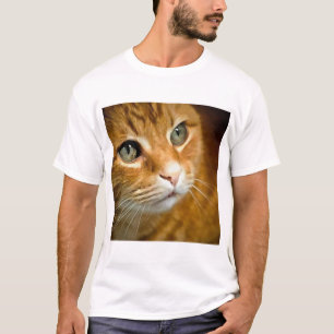 愛らしいジンジャータブビーキャットポーズ付きペットポートレート Tシャツ