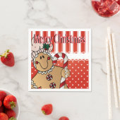 愛らしいジンジャーブレッドマンクリスマスおもしろい スタンダードカクテルナプキン (インサイチュ)